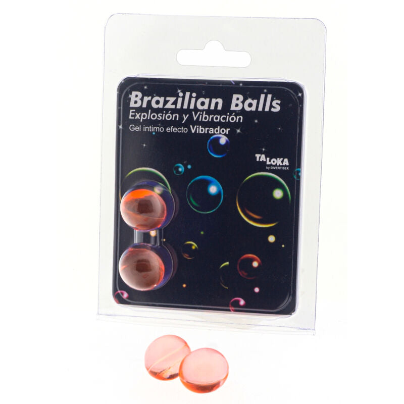 Taloka - 2 Balles Brésiliennes Gel Excitant Effet Vibrant - TALOKA | pharmacie, lubrifiants, boules brésiliennes | Dimensions : 26