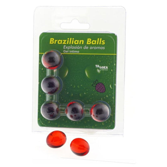 Taloka - 5 Boules Brésiliennes Gel Intime Fraise - TALOKA | pharmacie, lubrifiants, boules brésiliennes | Dimensions : 36