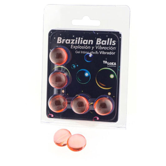 Taloka - 5 Balles Brésiliennes Gel Excitant Effet Vibrant - TALOKA | pharmacie, lubrifiants, boules brésiliennes | Dimensions : 34