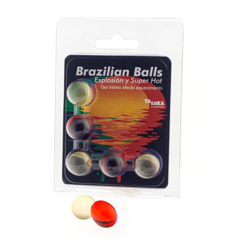 Taloka - 5 Boules Brésiliennes Gel Excitant Effet Super Chaud - TALOKA | pharmacie, lubrifiants, boules brésiliennes | Dimensions : 34