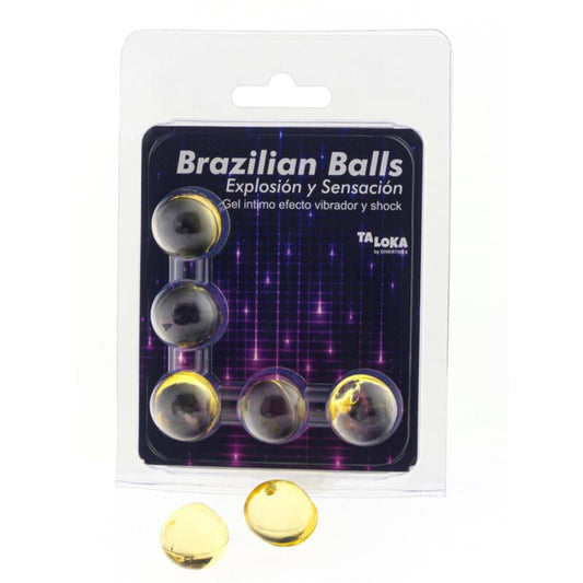 Taloka - 5 Balles Brésiliennes Vibrant & Effet De Choc Gel Excitant - TALOKA | pharmacie, lubrifiants, boules brésiliennes | Dimensions : 36