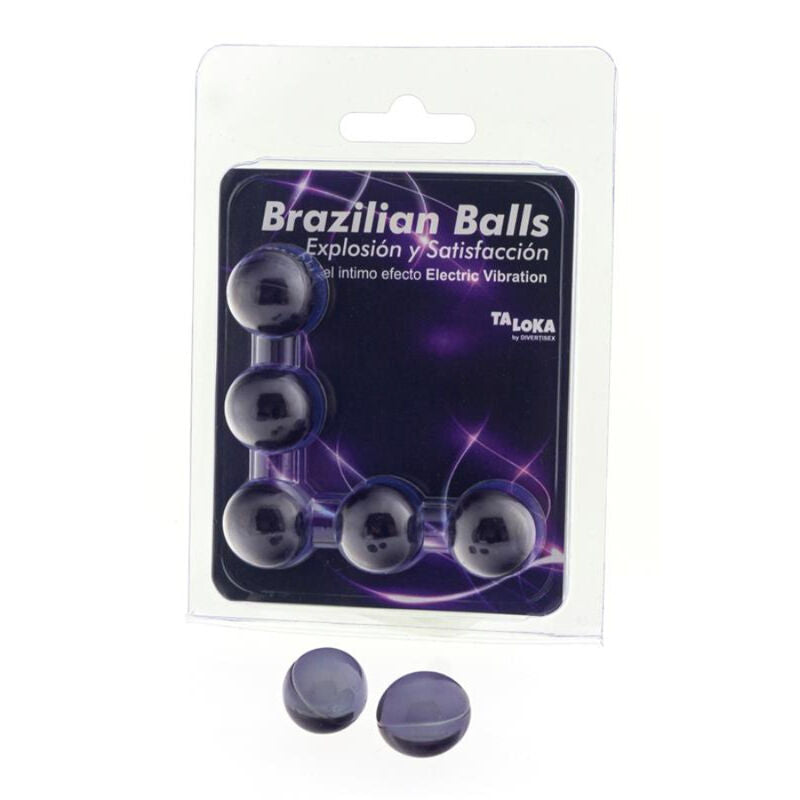 Taloka - 5 Balles Brésiliennes Effet Vibrant Électrique Gel Excitant - TALOKA | pharmacie, lubrifiants, boules brésiliennes | Dimensions : 34