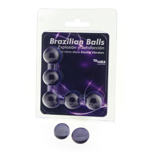 Taloka - 5 Balles Brésiliennes Effet Vibrant Électrique Gel Excitant - TALOKA | pharmacie, lubrifiants, boules brésiliennes | Dimensions : 34