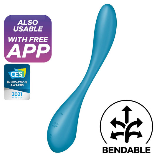 Satisfyer - Vibrateur Multi G-Spot Flex 5 Bleu - SATISFYER VIBRATOR | sextoys, vibrateurs, vibromasseurs avec app | Dimensions : 348