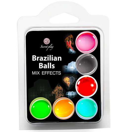 Secret Play Set 6 Balles Brésiliennes Effet Mix - SECRETPLAY COSMETIC | pharmacie, lubrifiants, boules brésiliennes | Dimensions : 38