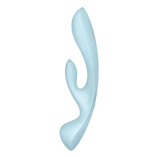Satisfyer - Vibration Hybride Triple Oh Bleu - SATISFYER VIBRATOR | sextoys, vibrateurs, vibrateurs de lapin | Dimensions : 480