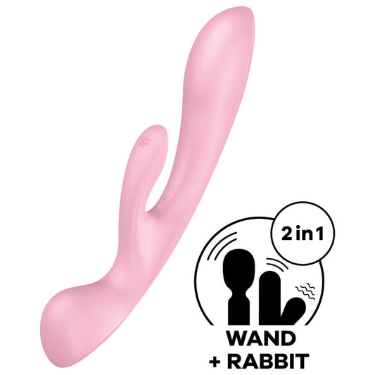 Satisfyer - Vibration Hybride Triple Oh Rose - SATISFYER VIBRATOR | sextoys, vibrateurs, vibrateurs de lapin | Dimensions : 480