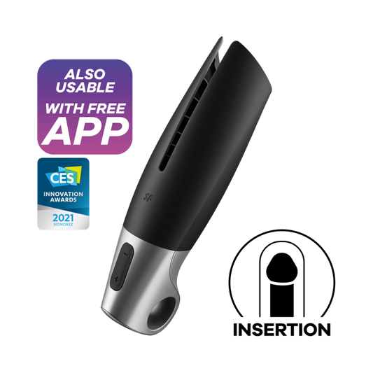 Satisfyer - Masturbateur Puissant Noir - SATISFYER MEN | sextoys, jouets sexuels pour hommes, vagins avec vibration | Dimensions : 660