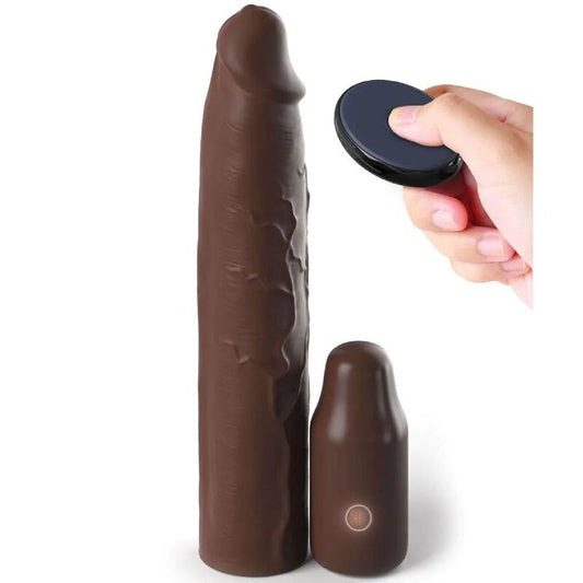 Fantasy X- Tensions - Pochette Pipedreams 22,86 Cm + Plug 7,62 Cm Telecommande Marron - FANTASY X-TENSIONS | sextoys, jouets sexuels pour hommes, accessoires de pénis, manchons péniens sans extension | Dimensions : 416