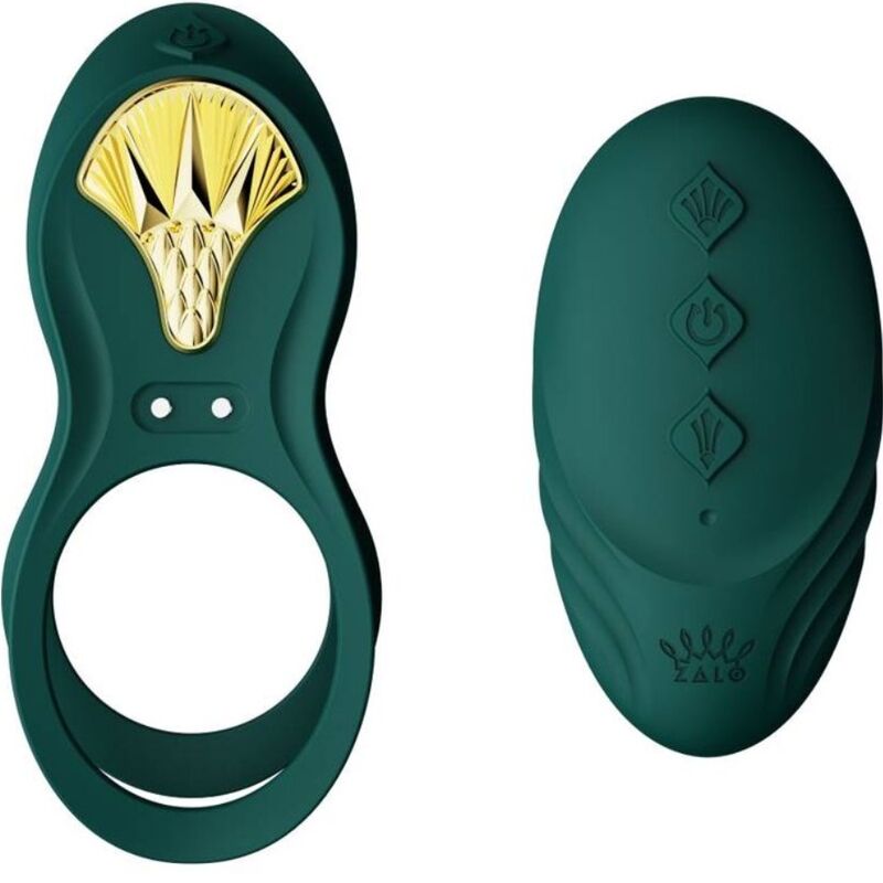 Zalo - Bague Vibrante Couples Bayek Verte - ZALO | sextoys, jouets sexuels pour hommes, accessoires de pénis, anneaux de pénis, cockring avec vibration | Dimensions : 348