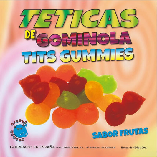 Diablo Goloso - Tétines Gommeuses Brillantes Assorties - DIABLO GOLOSO | articles assortis, bonbons, friandises drôles | Dimensions : 150