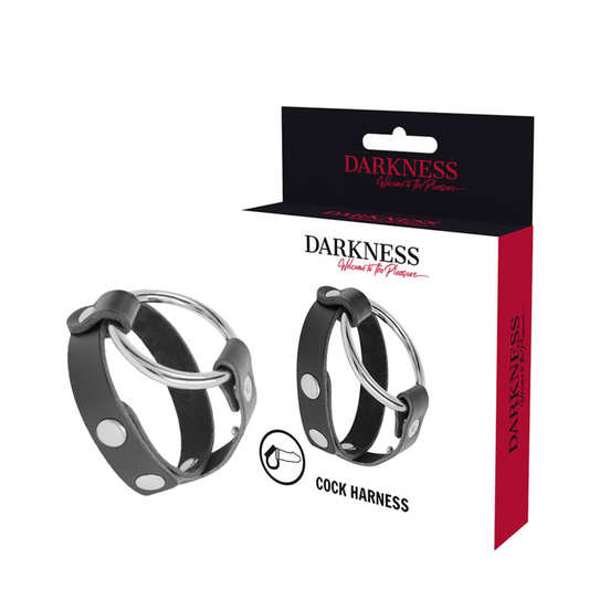 Darkness - Anneau De Bite Et Testicule Bdsm - DARKNESS BONDAGE | sextoys, jouets sexuels pour hommes, accessoires de pénis, anneaux de pénis, cockrings sans vibration | Dimensions : 62