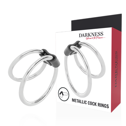 Darkness - Anneau Pénis Double En Métal - DARKNESS SENSATIONS | sextoys, jouets sexuels pour hommes, accessoires de pénis, anneaux de pénis, cockrings sans vibration | Dimensions : 70