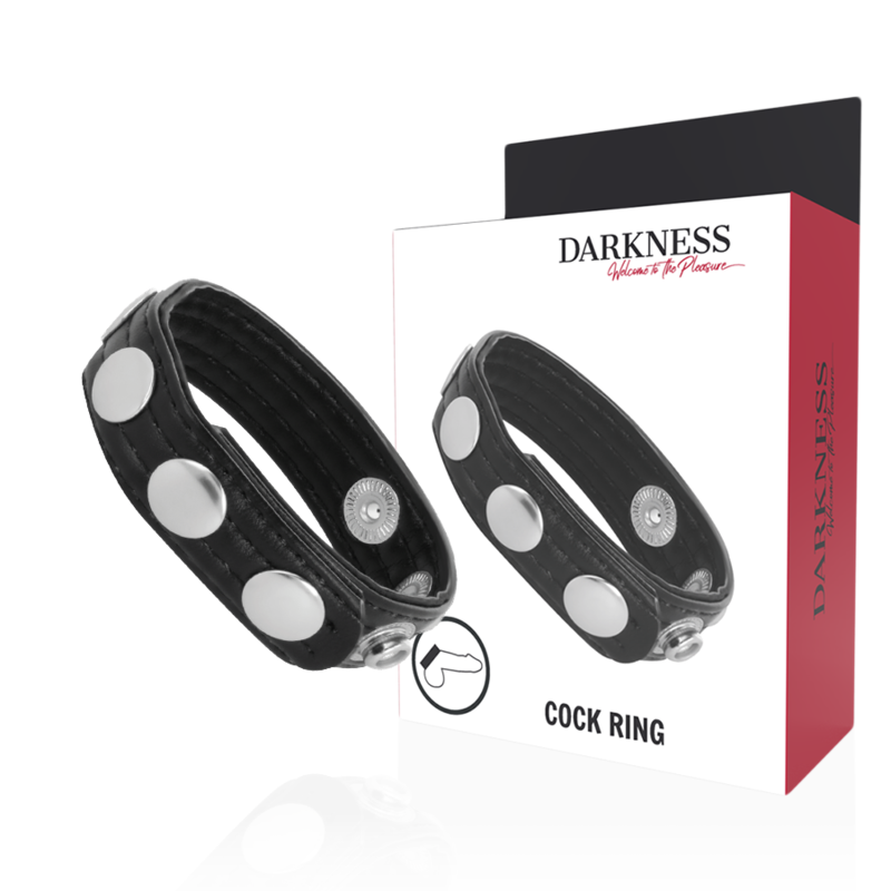 Darkness - Anneau Dérection En Cuir - DARKNESS SENSATIONS | sextoys, jouets sexuels pour hommes, accessoires de pénis, anneaux de pénis, cockrings sans vibration | Dimensions : 30