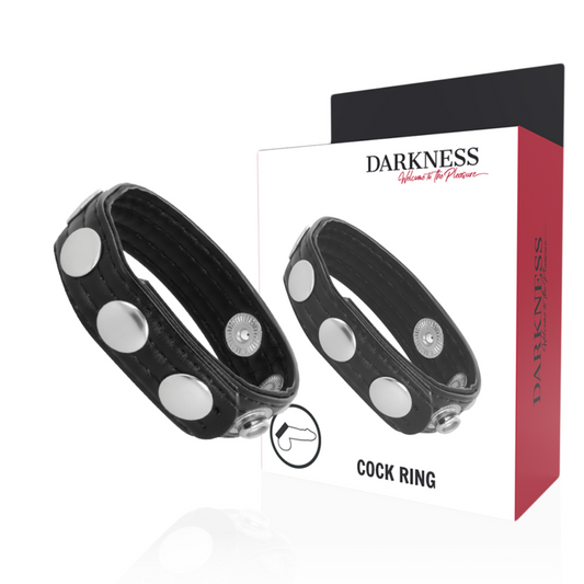 Darkness - Anneau Dérection En Cuir - DARKNESS SENSATIONS | sextoys, jouets sexuels pour hommes, accessoires de pénis, anneaux de pénis, cockrings sans vibration | Dimensions : 30