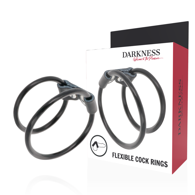Darkness - Anneau Pénis Double Flexible - DARKNESS SENSATIONS | sextoys, jouets sexuels pour hommes, accessoires de pénis | Dimensions : 25
