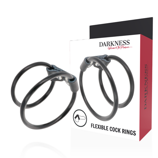 Darkness - Anneau Pénis Double Flexible - DARKNESS SENSATIONS | sextoys, jouets sexuels pour hommes, accessoires de pénis | Dimensions : 25