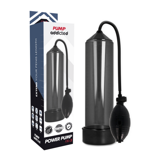 Pump Addicted - Rx3 Noir - PUMP ADDICTED | sextoys, jouets sexuels pour hommes, accessoires de pénis, pénis agrandisseur pompe | Dimensions : 270