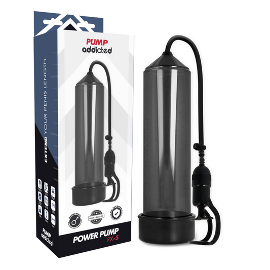 Pump Addicted - Rx5 Noir - PUMP ADDICTED | sextoys, jouets sexuels pour hommes, accessoires de pénis, pénis agrandisseur pompe | Dimensions : 330