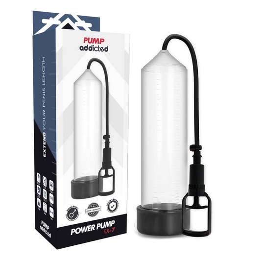 Pump Addicted - Rx7 Transparent - PUMP ADDICTED | sextoys, jouets sexuels pour hommes, accessoires de pénis, pénis agrandisseur pompe | Dimensions : 315