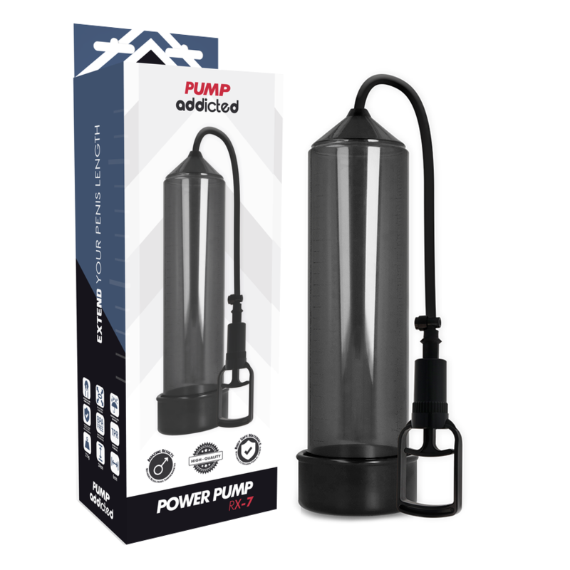 Pump Addicted - Rx7 Noir - PUMP ADDICTED | sextoys, jouets sexuels pour hommes, accessoires de pénis, pénis agrandisseur pompe | Dimensions : 295