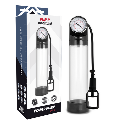 Pump Addicted - Rx9 Transparent - PUMP ADDICTED | sextoys, jouets sexuels pour hommes, accessoires de pénis, pénis agrandisseur pompe | Dimensions : 460