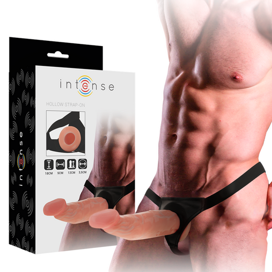 Intense - Harnais Creux Avec Gode 18 X 3,5 Cm - INTENSE COUPLES TOYS | sextoys, harnais, harnais creux | Dimensions : 248