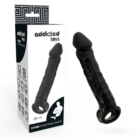 Addicted Toys - Extension De Dong Noir - ADDICTED TOYS | sextoys, jouets sexuels pour hommes, accessoires de pénis, couvre-pénis avec extension | Dimensions : 185