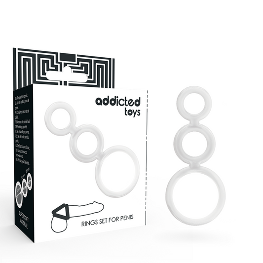 Addicted Toys - Ensemble Danneau Pour Pénis Transparent - ADDICTED TOYS | sextoys, jouets sexuels pour hommes, accessoires de pénis, anneaux de pénis, cockrings sans vibration | Dimensions : 30
