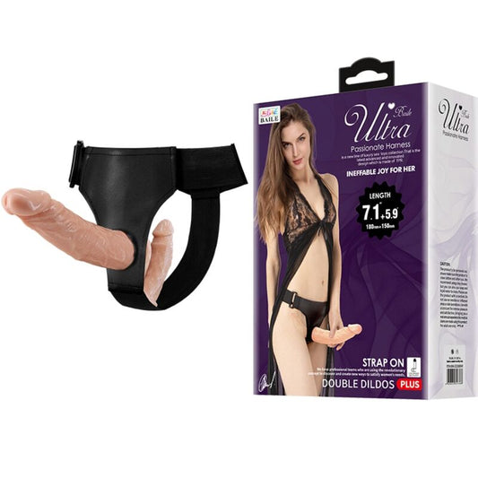 Baile - Ultra Passionné Double Godes Avec Harnais - BAILE HARNESS COLLECTION | sextoys, harnais, harnais sans vibrations | Dimensions : 442