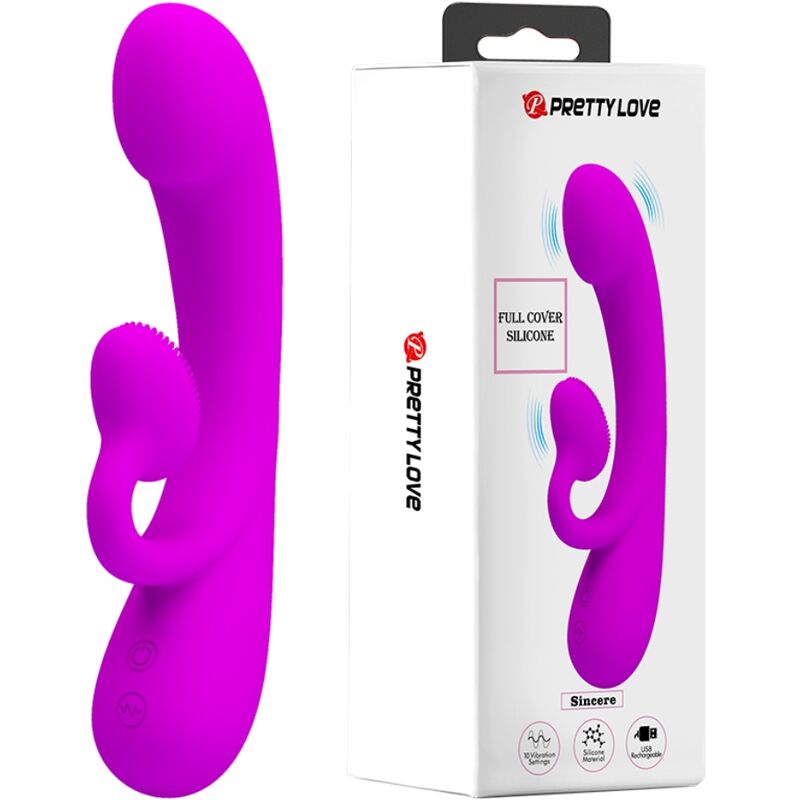 Pretty Love - Vibrateur Sincère Et Ondes Stimulantes Clitoridiennes Silicone Violet - PRETTY LOVE | sextoys, jouets pour femmes, stimulateurs, stimulateur à air  pas de vibrations | Dimensions : 235