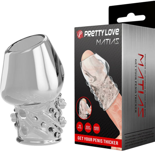 Pretty Love - Épaississeur De Pénis Transparent Matias - PRETTY LOVE MALE | sextoys, jouets sexuels pour hommes, accessoires de pénis, manchons péniens sans extension | Dimensions : 26