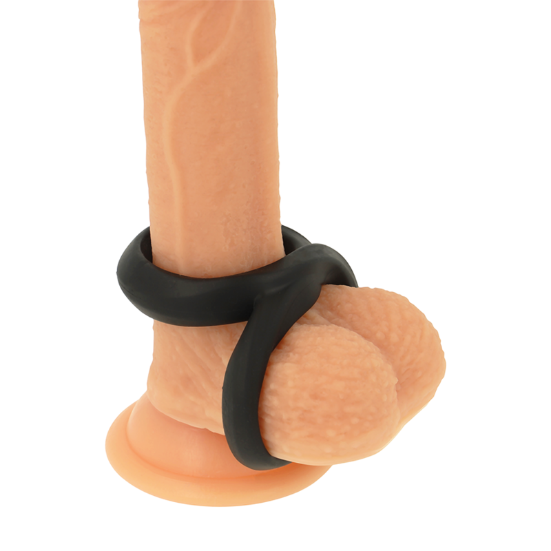 Powering - Anneau Pénis Et Testicules Super Flexible Et Résistant Pr12 Noir - POWERING | sextoys, jouets sexuels pour hommes, accessoires de pénis, anneaux de pénis, cockrings sans vibration | Dimensions : 54