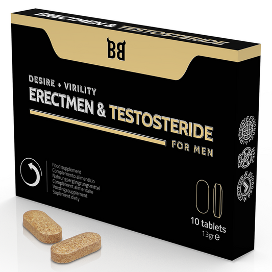 Black Bull - Erectmen & Testosteride Puissance Et Testostérone Pour Hommes 10 Gélules - BLACK BULL | pharmacie, compléments alimentaires, pilules pour hommes | Dimensions : 29