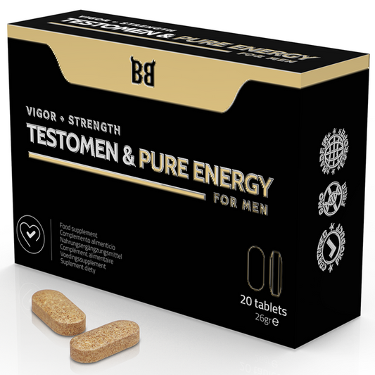 Black Bull - Testomen & Pure Energy Enhancer Pour Hommes 20 Gélules - BLACK BULL | pharmacie, compléments alimentaires, pilules pour hommes | Dimensions : 30
