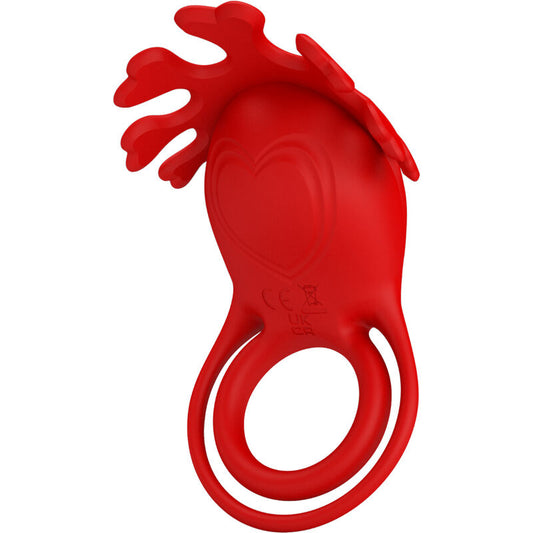 Pretty Love - Anneau Vibrateur Ruben 7 Vibrations Silicone Rouge - PRETTY LOVE MALE | sextoys, harnais, harnais anti-vibration | Dimensions : 104