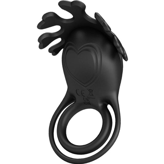 Pretty Love - Anneau Vibrateur Ruben 7 Vibrations Silicone Noir - PRETTY LOVE MALE | sextoys, harnais, harnais anti-vibration | Dimensions : 104