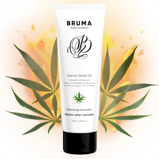 Bruma - Huile De Graines De Sativa Gel Glissant Réchauffant Saveur De Cannabis 100 Ml - BRUMA | pharmacie, lubrifiants, effet thermique | Dimensions : 136