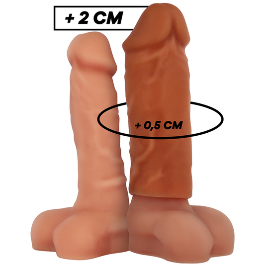 Virilxl - Extension De Pénis Marron En Silicone Liquide V3 - VIRILXL | sextoys, jouets sexuels pour hommes, accessoires de pénis, couvre-pénis avec extension | Dimensions : 97