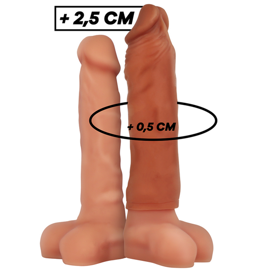 Virilxl - Extension De Pénis Marron En Silicone Liquide V5 - VIRILXL | sextoys, jouets sexuels pour hommes, accessoires de pénis, couvre-pénis avec extension | Dimensions : 104