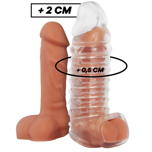 Virilxl - Extension De Pénis Et Gaine V11 Transparente - VIRILXL | sextoys, jouets sexuels pour hommes, accessoires de pénis, couvre-pénis avec extension | Dimensions : 159