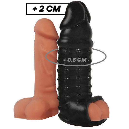 Virilxl - Extension Et Gaine De Pénis V11 Noir - VIRILXL | sextoys, jouets sexuels pour hommes, accessoires de pénis, couvre-pénis avec extension | Dimensions : 159