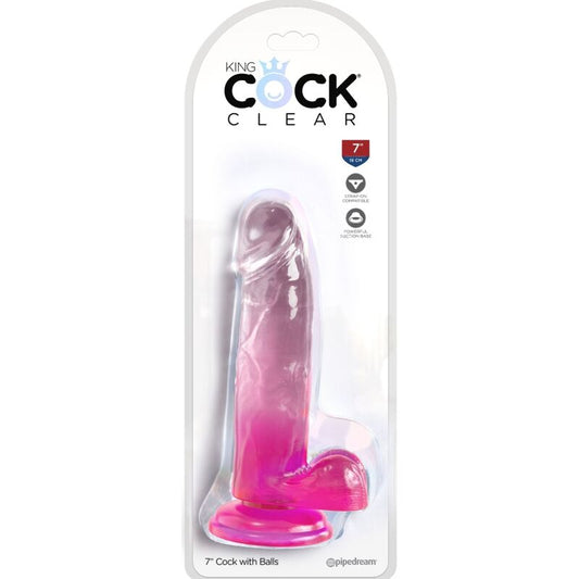 King Cock - Clear Pénis Réaliste Avec Boules 15.2 Cm Rose