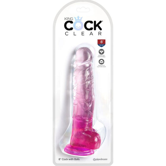 King Cock - Clear Pénis Réaliste Avec Boules 16.5 Cm Rose