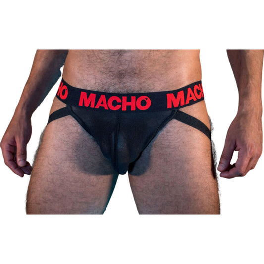 Macho - Mx26X2 Jock Noir/Rouge M - MACHO UNDERWEAR | mode et lingerie, lingerie homme, jockstraps | Dimensions : 64