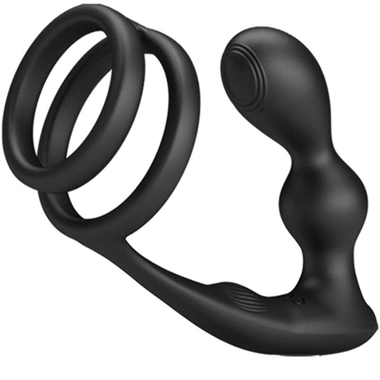 Pretty Love - Anneau Pénis Marshall Avec Plug Anal Vibrant Avec Télécommande - PRETTY LOVE MALE | sextoys, vibrateurs, télécommande | Dimensions : 146