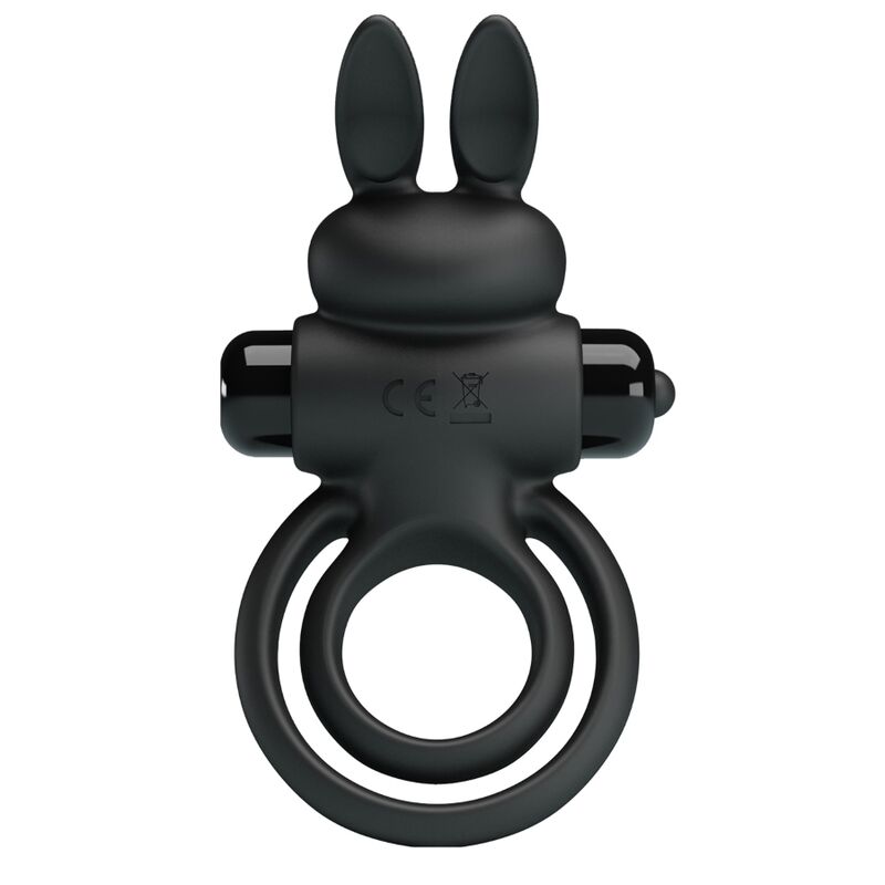 Pretty Love - Anneau De Lapin Vibrator Iii Pour Pénis Noir - PRETTY LOVE MALE | sextoys, jouets sexuels pour hommes, accessoires de pénis, anneaux de pénis, cockring avec vibration | Dimensions : 88