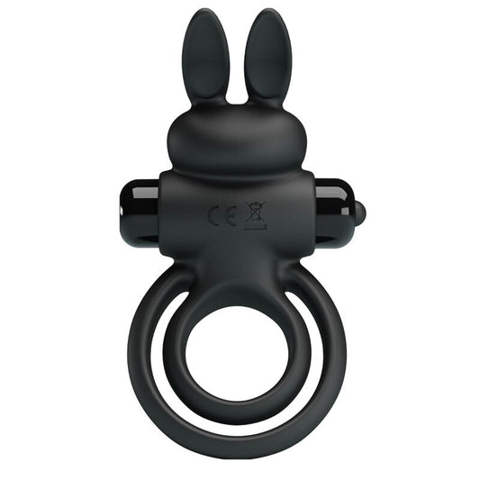 Pretty Love - Anneau De Lapin Vibrator Iii Pour Pénis Noir - PRETTY LOVE MALE | sextoys, jouets sexuels pour hommes, accessoires de pénis, anneaux de pénis, cockring avec vibration | Dimensions : 88