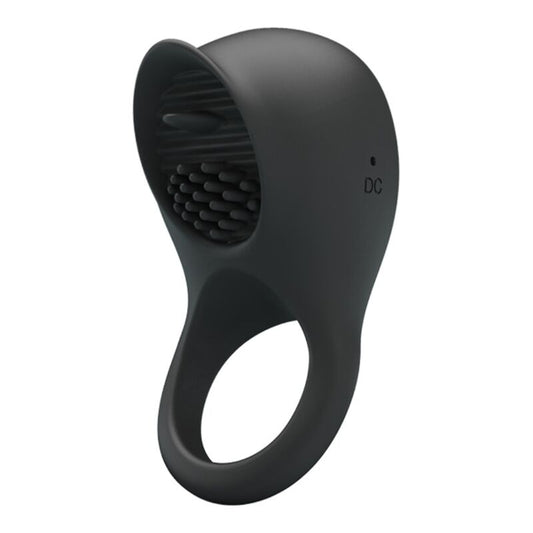 Pretty Love - Anneau Pénis Vibrant Avec Langue Noire - PRETTY LOVE MALE | sextoys, jouets sexuels pour hommes, accessoires de pénis, anneaux de pénis, cockring avec vibration | Dimensions : 222