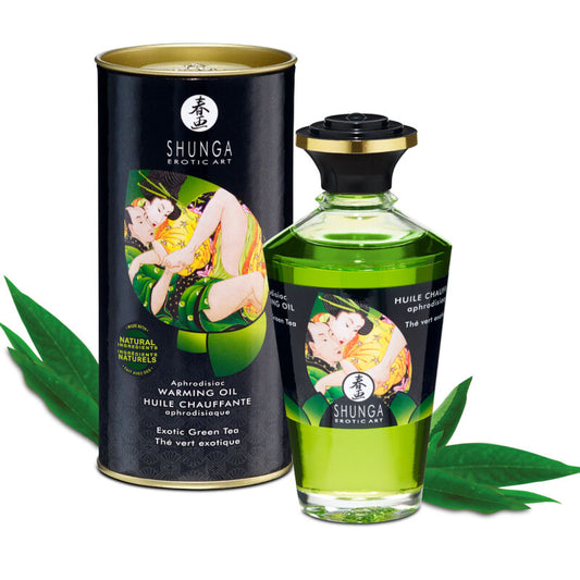 Shunga - Huile De Massage Effet Chaleur Au Thé Vert Bio 100 Ml - SHUNGA OILS | pharmacie, lubrifiants, effet thermique | Dimensions : 293